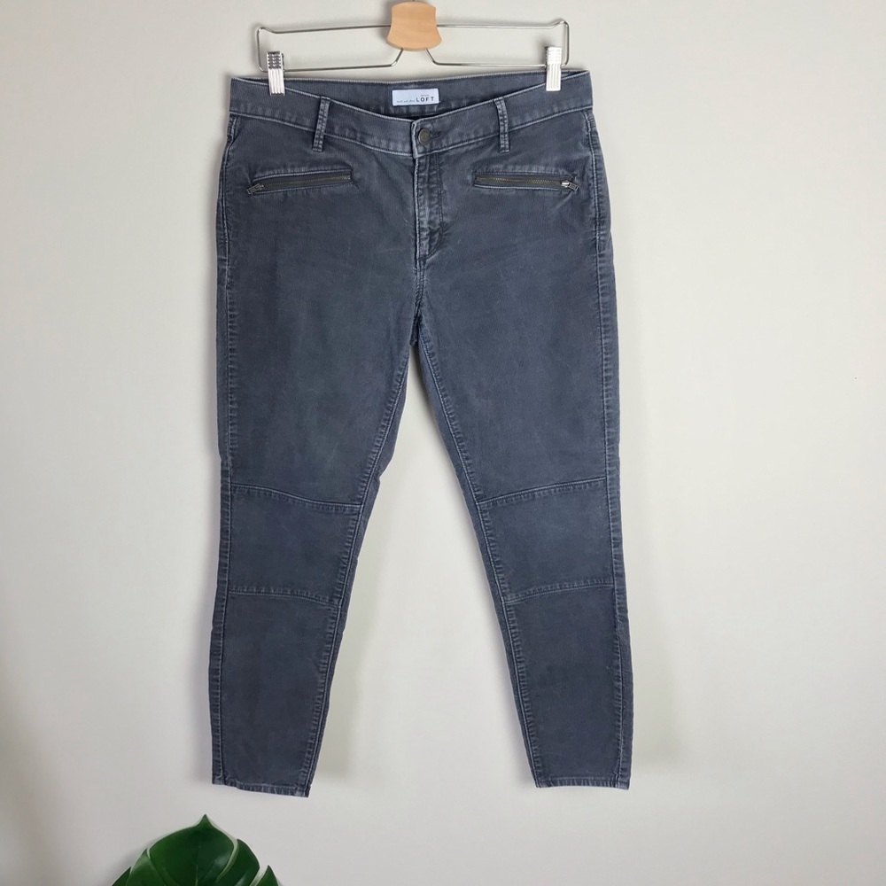 LOFT Ann Taylor Modern Skinny Moto Ankle Corduroy Jeans Gray Size 8 / 29